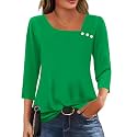 LOMON Womens 3/4 Length Sleeve T Shirts Asymmetrical Neck Tops Business Blouses for Women Fashion 2026