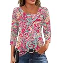 LOMON Womens 3/4 Length Sleeve T Shirts Asymmetrical Neck Tops Business Blouses for Women Fashion 2026