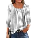 LOMON Womens 3/4 Length Sleeve T Shirts Asymmetrical Neck Tops Business Blouses for Women Fashion 2026