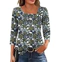 LOMON Womens 3/4 Length Sleeve T Shirts Asymmetrical Neck Tops Business Blouses for Women Fashion 2026