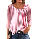LOMON Womens 3/4 Length Sleeve T Shirts Asymmetrical Neck Tops Business Blouses for Women Fashion 2026