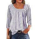 LOMON Womens 3/4 Length Sleeve T Shirts Asymmetrical Neck Tops Business Blouses for Women Fashion 2026