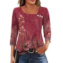 LOMON Womens 3/4 Length Sleeve T Shirts Asymmetrical Neck Tops Business Blouses for Women Fashion 2026