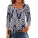 LOMON Womens 3/4 Length Sleeve T Shirts Asymmetrical Neck Tops Business Blouses for Women Fashion 2026