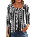 LOMON Womens 3/4 Length Sleeve T Shirts Asymmetrical Neck Tops Business Blouses for Women Fashion 2026