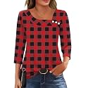 LOMON Womens 3/4 Length Sleeve T Shirts Asymmetrical Neck Tops Business Blouses for Women Fashion 2026