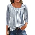 LOMON Womens 3/4 Length Sleeve T Shirts Asymmetrical Neck Tops Business Blouses for Women Fashion 2026