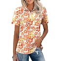 LOMON Womens Golf Polo Shirt Summer Short Sleeve Quarter Zip Outfit