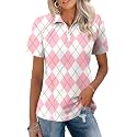 LOMON Womens Golf Polo Shirt Summer Short Sleeve Quarter Zip Outfit