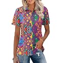 LOMON Womens Golf Polo Shirt Summer Short Sleeve Quarter Zip Outfit