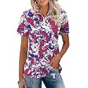 LOMON Womens Golf Polo Shirt Summer Short Sleeve Quarter Zip Outfit