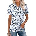 LOMON Womens Golf Polo Shirt Summer Short Sleeve Quarter Zip Outfit