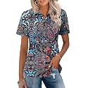 LOMON Womens Golf Polo Shirt Summer Short Sleeve Quarter Zip Outfit