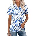 LOMON Womens Golf Polo Shirt Summer Short Sleeve Quarter Zip Outfit