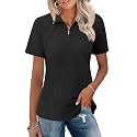 LOMON Womens Golf Polo Shirt Summer Short Sleeve Quarter Zip Outfit
