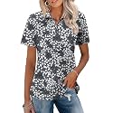 LOMON Womens Golf Polo Shirt Summer Short Sleeve Quarter Zip Outfit