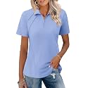 LOMON Womens Golf Polo Shirt Summer Short Sleeve Quarter Zip Outfit