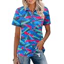 LOMON Womens Golf Polo Shirt Summer Short Sleeve Quarter Zip Outfit