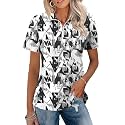 LOMON Womens Golf Polo Shirt Summer Short Sleeve Quarter Zip Outfit