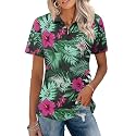 LOMON Womens Golf Polo Shirt Summer Short Sleeve Quarter Zip Outfit