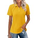 LOMON Womens Golf Polo Shirt Summer Short Sleeve Quarter Zip Outfit