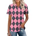 LOMON Womens Golf Polo Shirt Summer Short Sleeve Quarter Zip Outfit