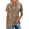 LOMON Womens Golf Polo Shirt Summer Short Sleeve Quarter Zip Outfit