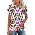LOMON Womens Golf Polo Shirt Summer Short Sleeve Quarter Zip Outfit