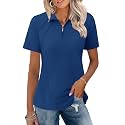 LOMON Womens Golf Polo Shirt Summer Short Sleeve Quarter Zip Outfit