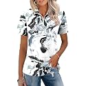 LOMON Womens Golf Polo Shirt Summer Short Sleeve Quarter Zip Outfit