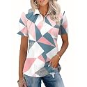 LOMON Womens Golf Polo Shirt Summer Short Sleeve Quarter Zip Outfit