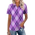 LOMON Womens Golf Polo Shirt Summer Short Sleeve Quarter Zip Outfit
