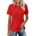 LOMON Womens Golf Polo Shirt Summer Short Sleeve Quarter Zip Outfit