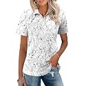 LOMON Womens Golf Polo Shirt Summer Short Sleeve Quarter Zip Outfit