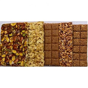 lonavala foods famous assorted amp dry fruit chikki box - 200 grams 24 pieces  no added preservatives amp colours  crushed peanut peanutchocolate kaju amp badam chikki sweet indian assorted gajak bars