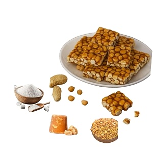 lonavala foods famous chana chikki box - 400 grams  no added preservatives and colours  chana chikki made with jaggery  sweet chana gajak chikki bar