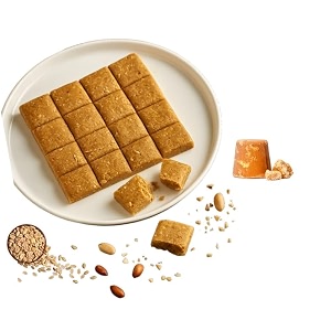 lonavala foods famous crushed peanut chikki box - 250 grams 24 pieces  no added preservatives and colours  mashed groundnut chikki made with jaggery  sweet peanut gajak chakki bar