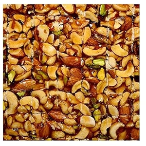 lonavala foods famous dry fruits chikki bars - 200 grams 24 pieces  no added preservatives and colours  made with jaggery cashews kaju almonds badam amp pista  indian sweets mithai gajak bars