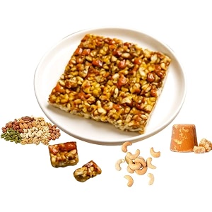 lonavala foods famous dry fruits chikki bars - 400 grams  no added preservatives and colours  made with jaggery cashews kaju almonds badam amp pista  indian sweets mithai gajak bars