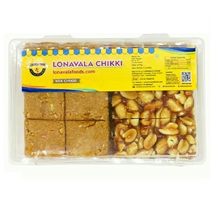 lonavala foods famous assorted chikki box - 250 grams  til seasme chikki chocolate chikki chana chikki peanut chikki amp crushed peanut chikki  made with jaggery sweet gajak chikki bars