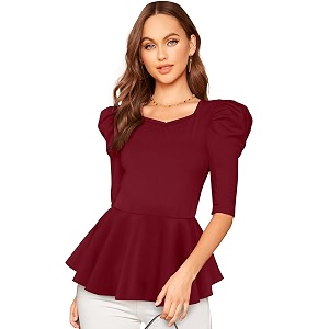 london belly women39s polyester tunic top with sweet heart neck 34 sleeves solid pattern slim fit and waist length  lightweight tops for womens  casual tops for woman