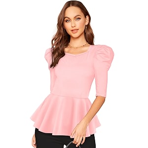 london belly women39s polyester tunic top with sweet heart neck 34 sleeves solid pattern slim fit and waist length  lightweight tops for womens  casual tops for woman