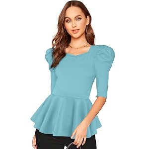 london belly women39s polyester tunic top with sweet heart neck 34 sleeves solid pattern slim fit and waist length  lightweight tops for womens  casual tops for woman