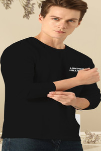London Hills Printed Men Round Neck Black