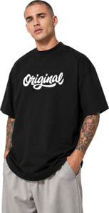London Hills Printed Men Round Neck Black
