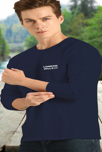 London Hills Printed Men Round Neck Navy