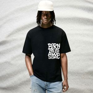 London Hills Printed Men Round Neck Black