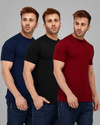 London Hills Solid Men Round Neck Dark