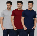 London Hills Solid Men Round Neck Multicolor