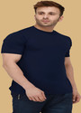 London Hills Solid Men Round Neck Dark
